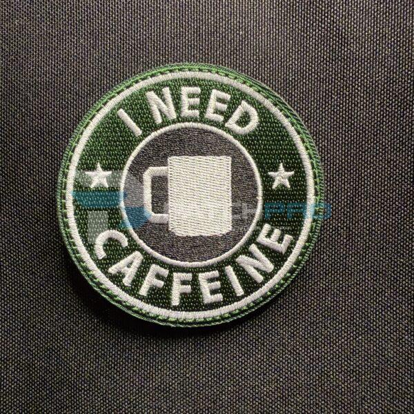 PARCHE BORDADO "I NEED CAFFEINE"