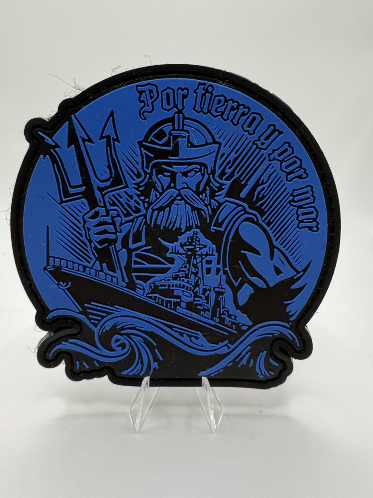 PARCHE PVC – INFANTERÍA DE MARINA «POR TIERRA Y POR MAR» (COLOR AZUL)